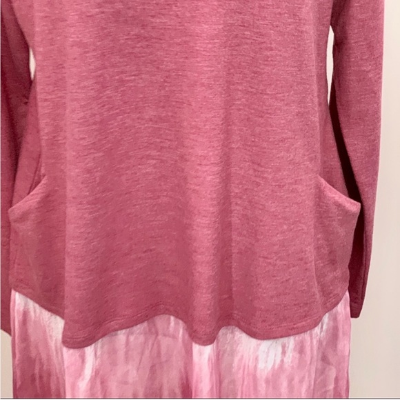 Logo by Lori Goldstein Lounge Tie Dye Pink Tunic Top with Chiffon Trim, Size S - Picture 4 of 16